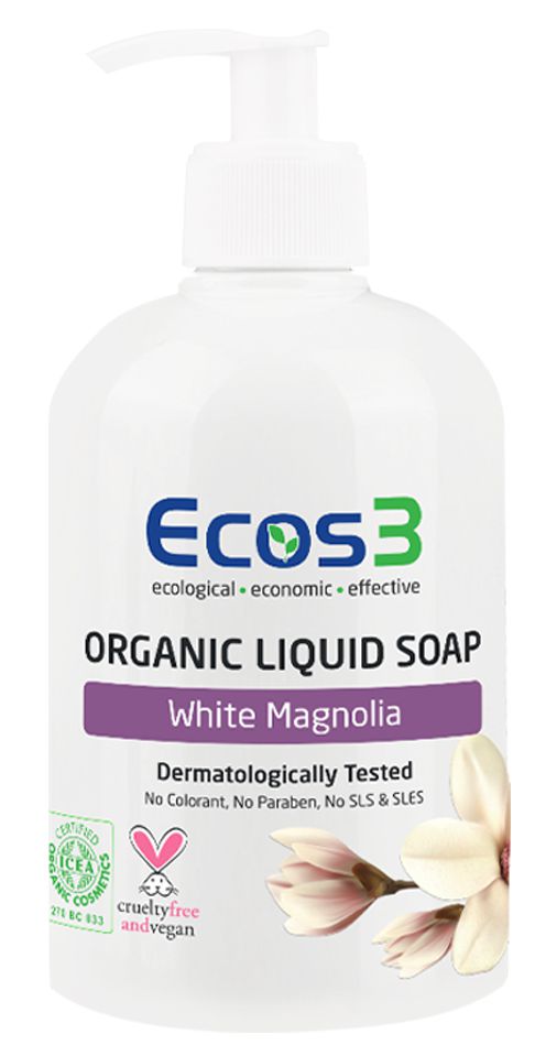 ECOS3 Organick&#233; tekut&#233; m&#253;dlo 500 ml - WHITE MAGNOLIA