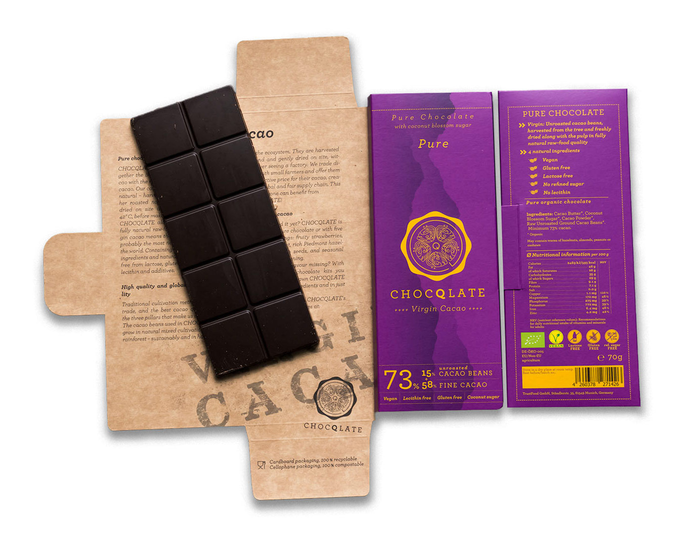 Z-CHOCQLATE Čokol&#225;da z panensk&#233;ho kakaa BIO 70g - PURE