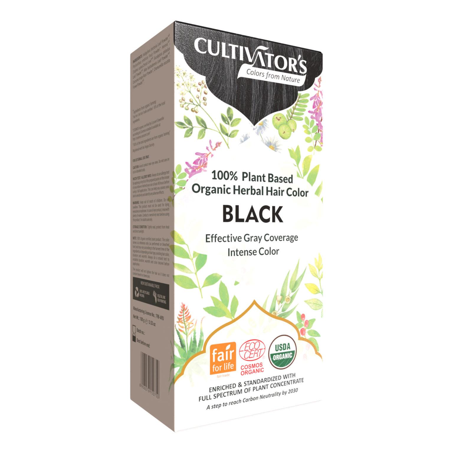 CULTIVATOR 100% přírodní Barva na vlasy 12 - Černá