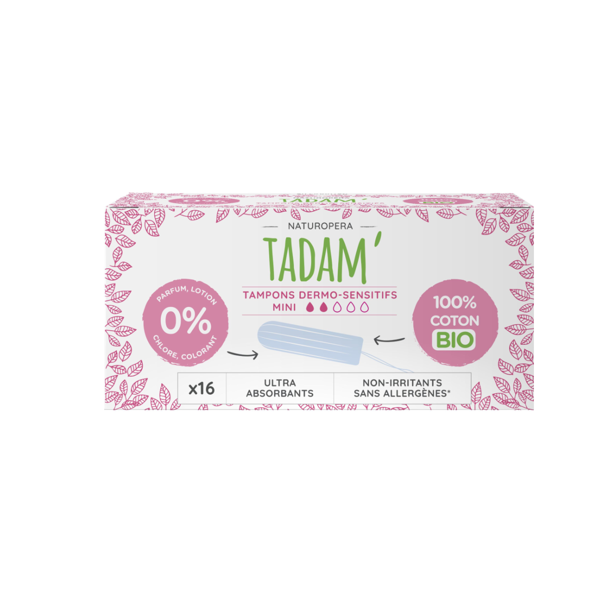 TADAM Dermo sensitivn&#237; tampony z BIO bavlny, Mini, 16 ks