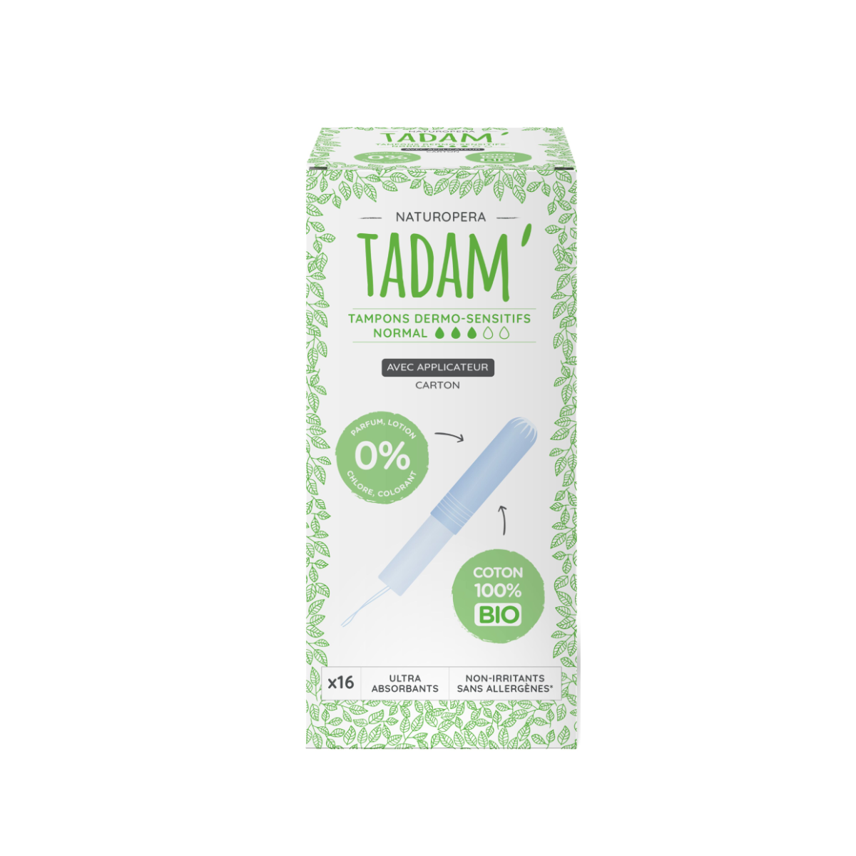 TADAM Dermo sensitivn&#237; tampony z BIO bavlny s aplik&#225;torem, Normal, 16 ks