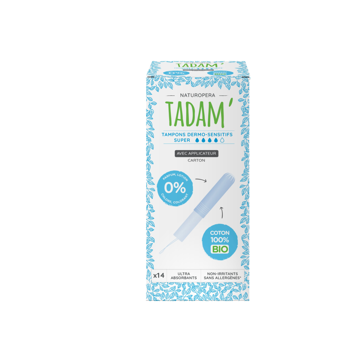 TADAM Dermo sensitivn&#237; tampony z BIO bavlny s aplik&#225;torem, Super, 14 ks