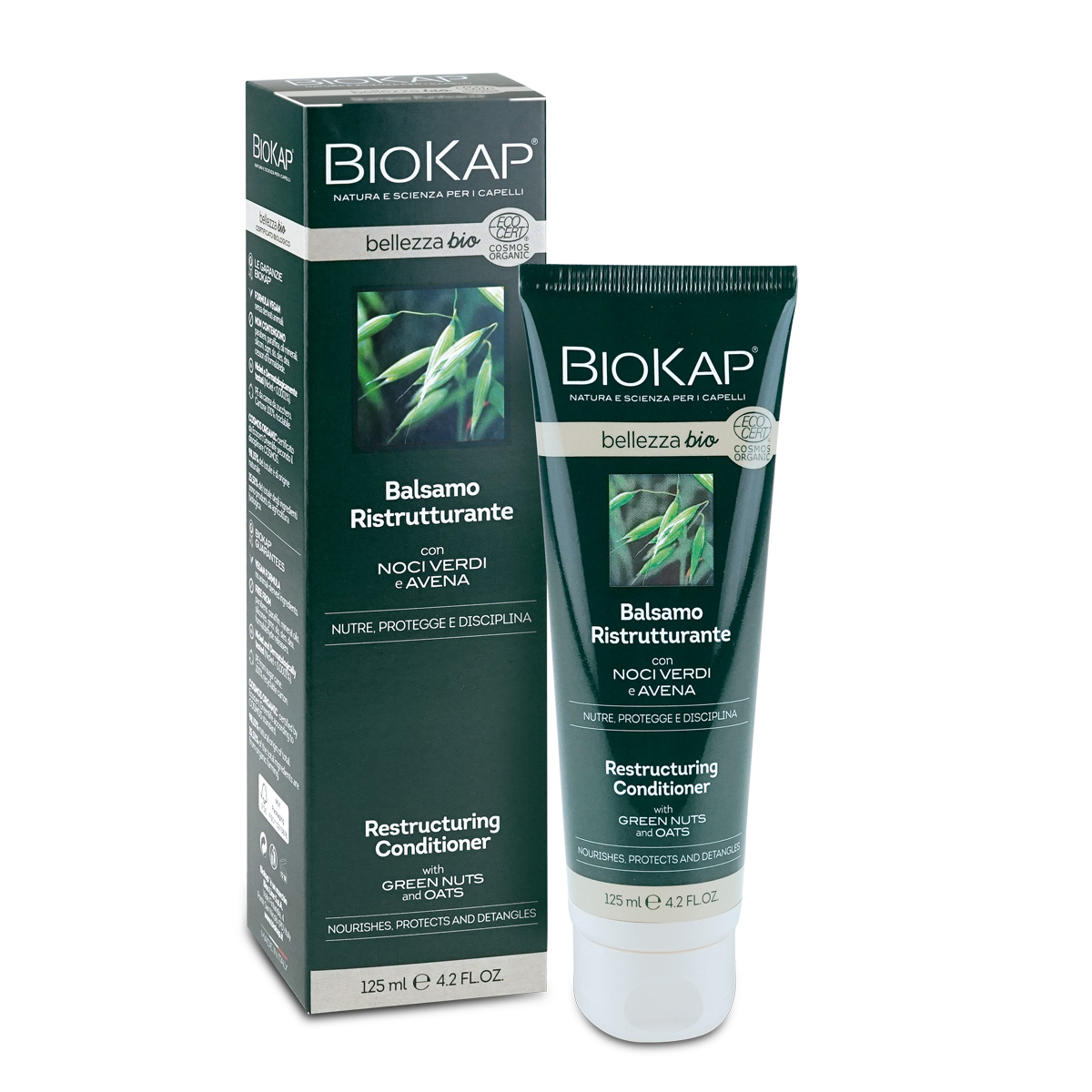 BIOKAP BELLEZZA BIO ultra obnovuj&#237;c&#237; kondicion&#233;r s v&#253;tažkem z ovsa a zelen&#253;ch ořechů, 125 ml