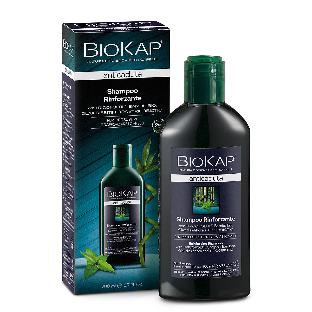 BIOKAP ANTICADUTA Posilující šampon proti padání vlasů s TRICOBIOTICEM® 200ml