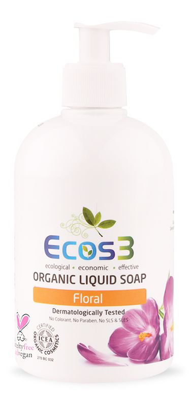 ECOS3 Organick&#233; tekut&#233; m&#253;dlo 500ml - FLORAL