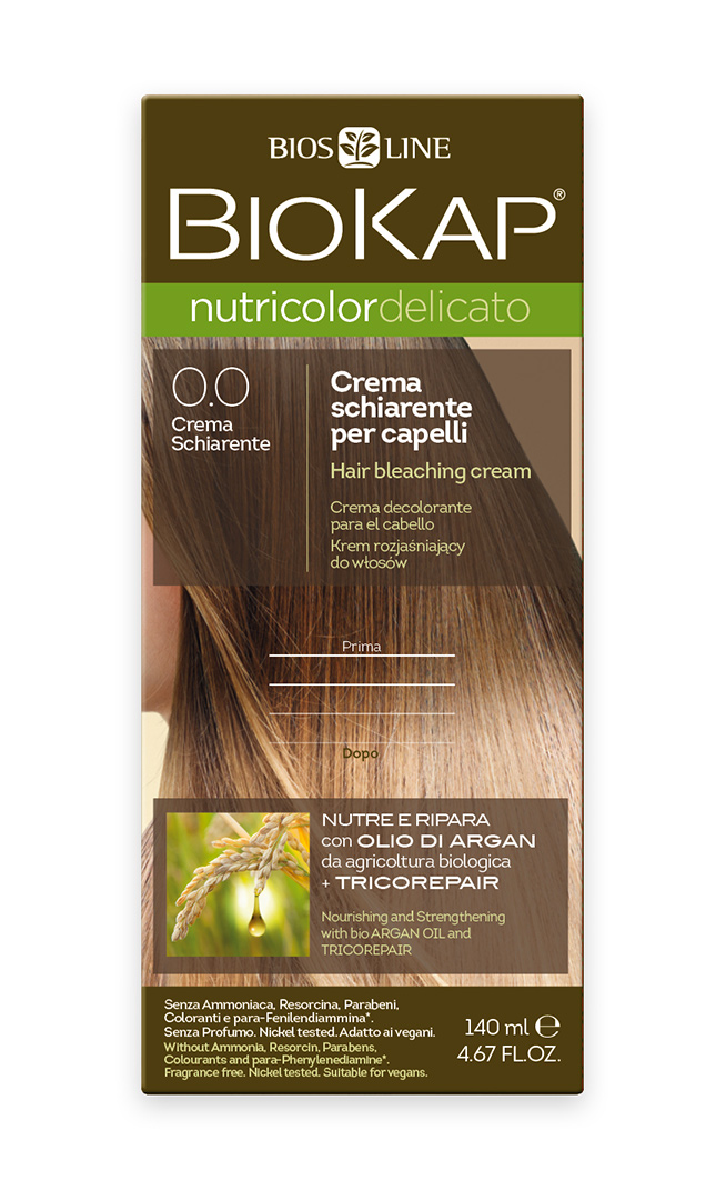 BIOKAP NUTRICOLOR DELICATO - Barva na vlasy - 0.0  Zesvětlovač 140 ml