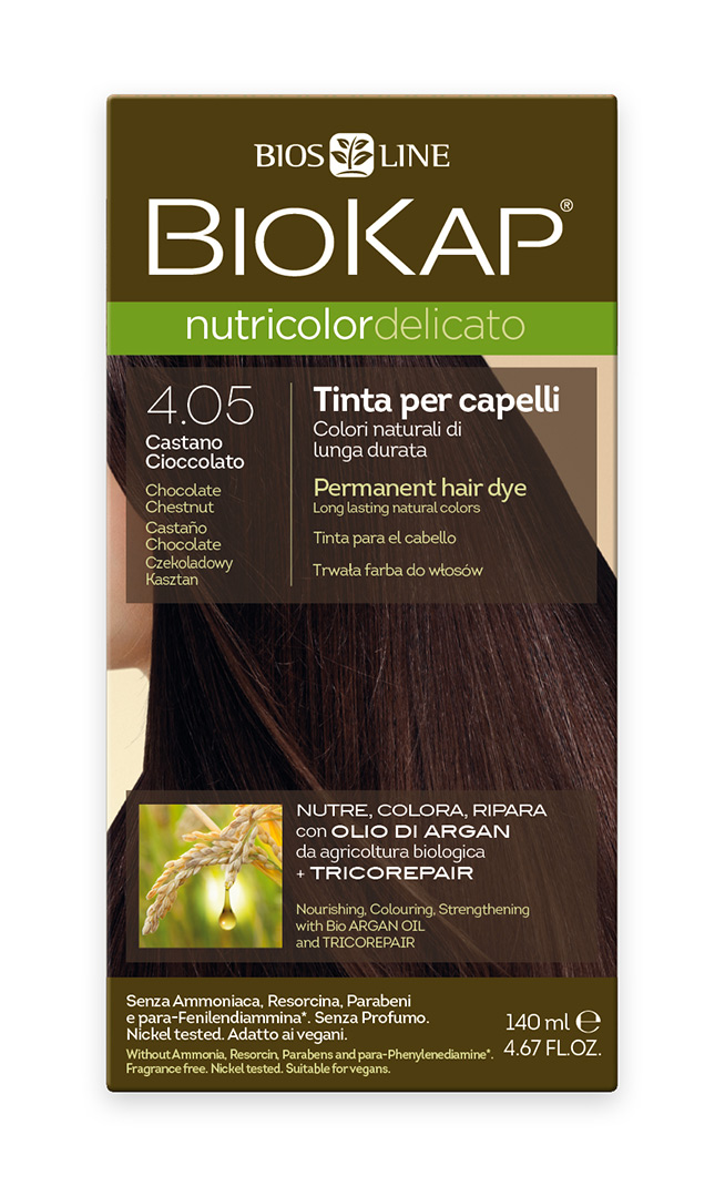 BIOKAP NUTRICOLOR DELICATO - Barva na vlasy - 4.05 Kaštanovo čokol&#225;dov&#225; 140 ml