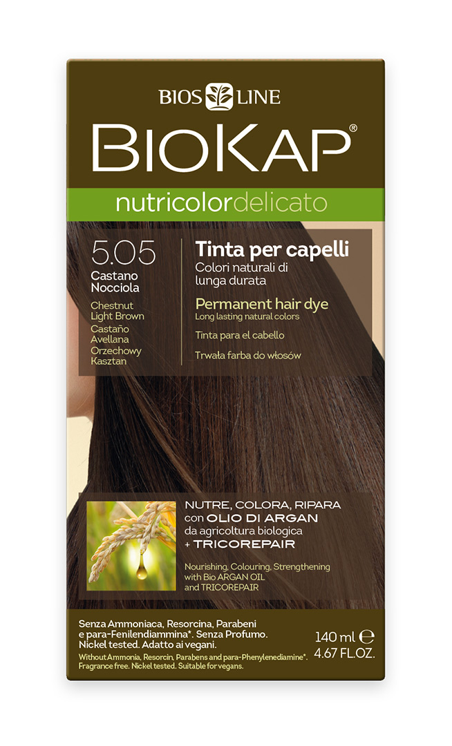 BIOKAP NUTRICOLOR DELICATO - Barva na vlasy - 5.05 Hněd&#225; - světl&#253; kaštan 140 ml   