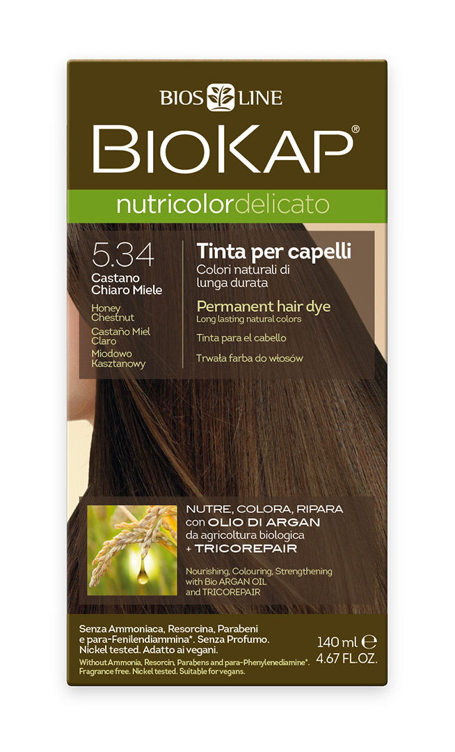 BIOKAP NUTRICOLOR DELICATO - Barva na vlasy - 5.34 Medov&#225; kaštanov&#225; 140 ml