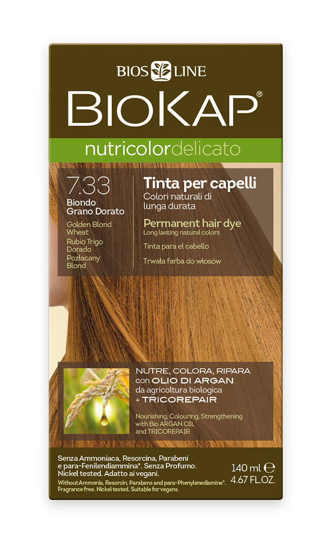 BIOKAP NUTRICOLOR DELICATO - Barva na vlasy - 7.33 Blond Zlat&#225; pšenice 140 ml