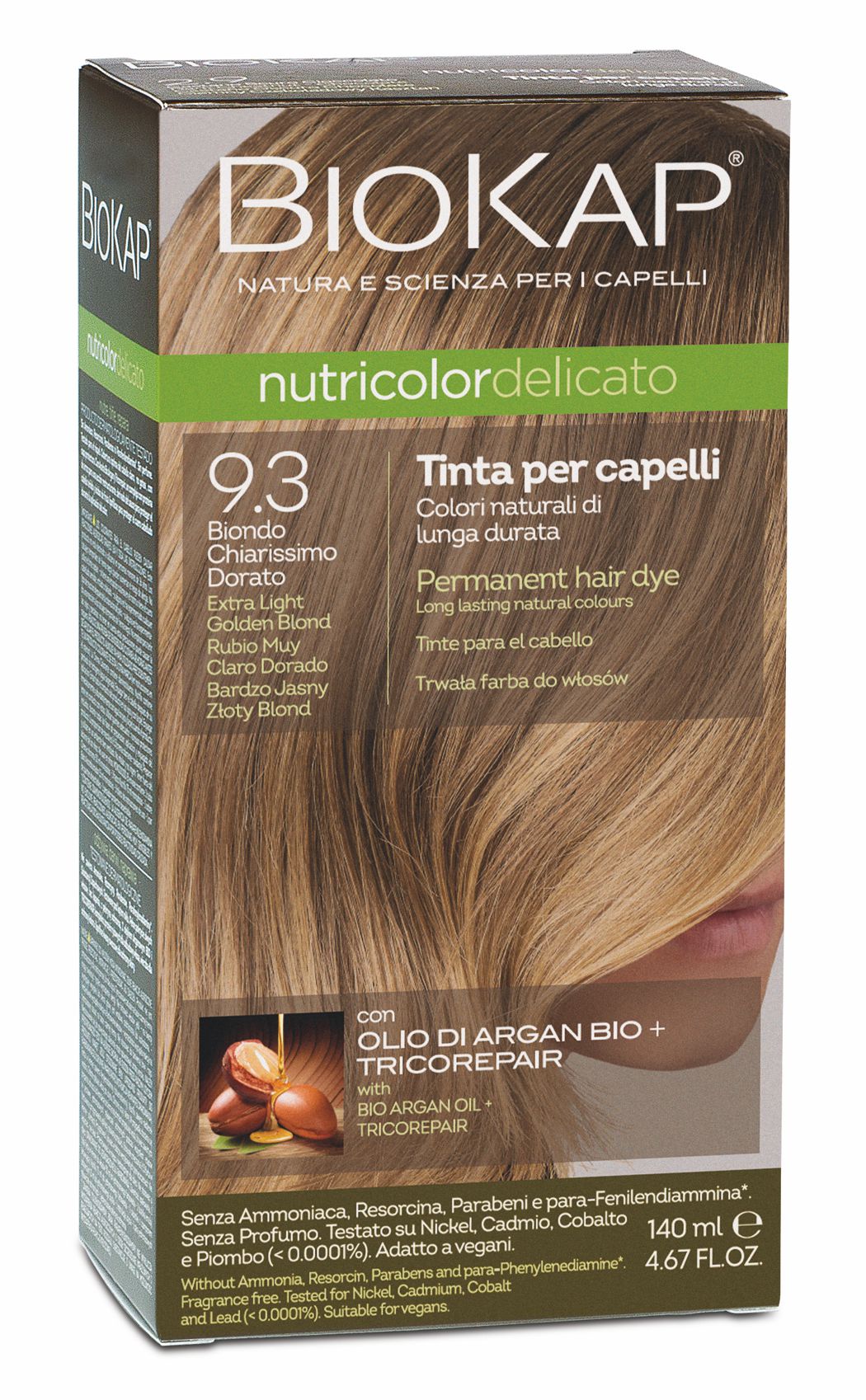 BIOKAP NUTRICOLOR DELICATO - Barva na vlasy - 9.30 Blond zlat&#225; - Extra světl&#225; 140 ml