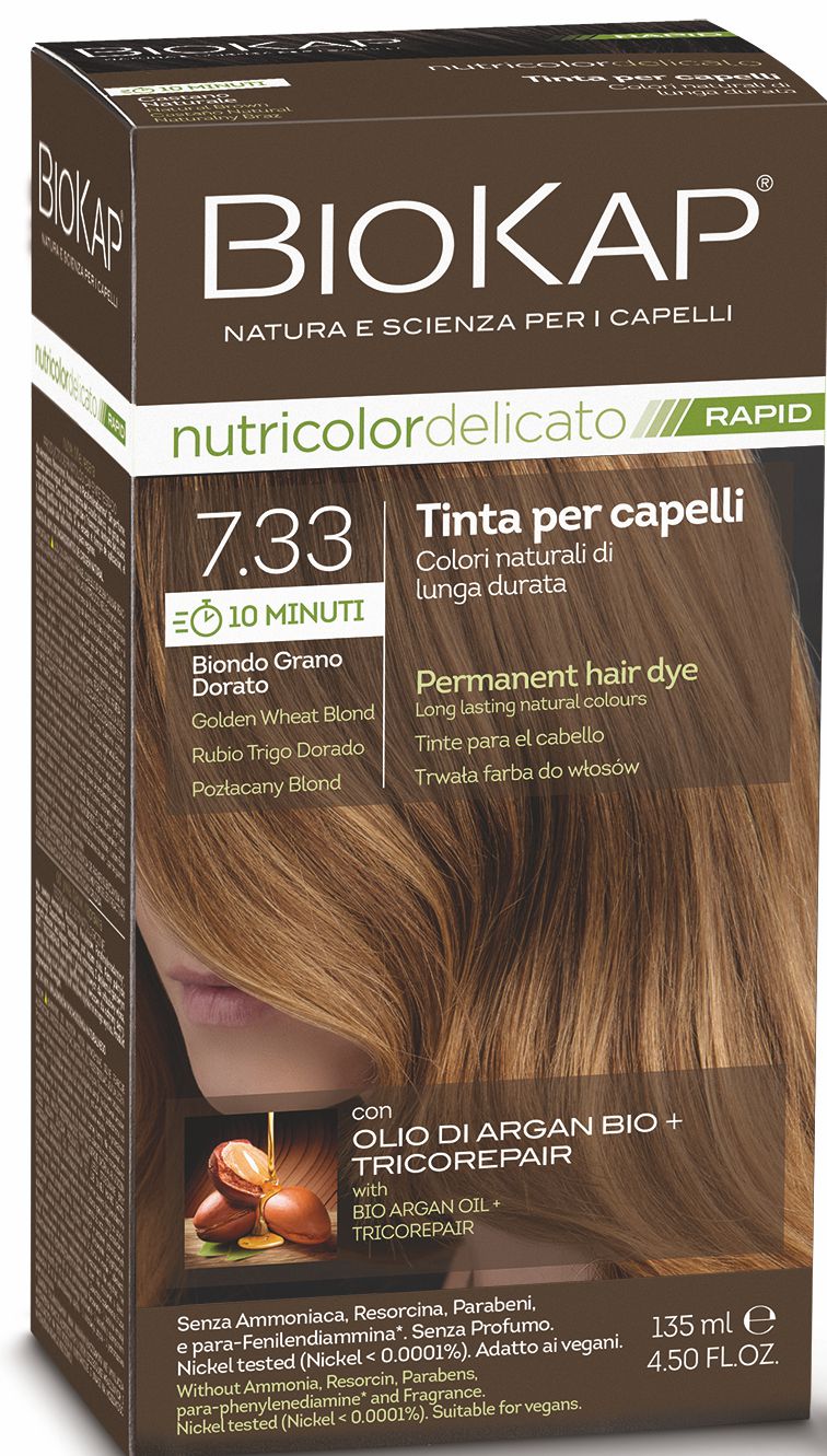 BIOKAP DELICATO RAPID barva na vlasy - 7.33 Blond zlat&#225; pšenice 135 ml