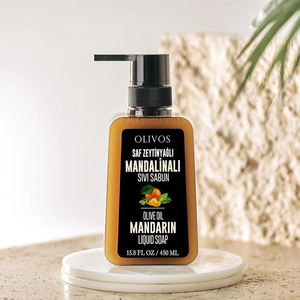 Tekuté olivové mýdlo s mandarinkovým olejem na ruce